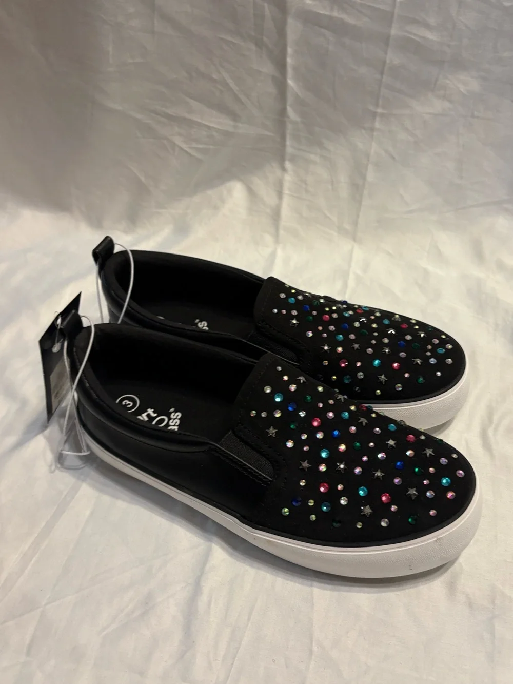 art class Black Slip-On Sneakers with Multicolor Studs